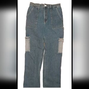 Hollister Ultra High Rise Dad Jeans Cargo Vintage Stretch Carpenter Pant…